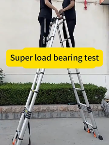 REAIM Telescopic Ladder Aluminum Foldable 1.9M-6M Heavy Duty Aluminum Foldable Straight Ladder for Home and Construction