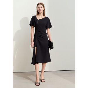AMII | New Asymmetric V-neck Commute Spliced Dress
