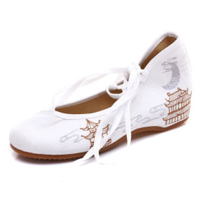 New Spring Summer Embroidered Traditional Hanfu Dance Shoes Womens Single Shoes Old Cloth Shoes Low Heel round Toe Slip-On