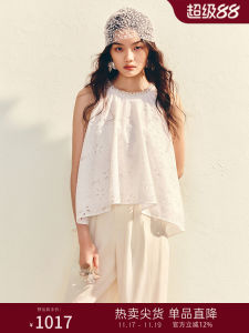 MaxRieny Bohemian Style Sleeveless Slim Fit Summer Beach Vacation Womens Top round Neck Regular Length Thin Polyester Fiber