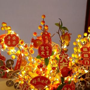 2025 New Year decoration New Year decoration diy luminous fortune tree fortune fruit vase living room interior decoration supplies