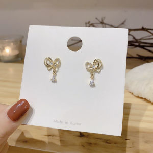My Natural Elegant Bowknot Crystal Earrings水滴蝴蝶结耳钉
