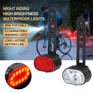 Bicycle Emergency LightRechargeable Bike Headlight Taillight SetLED Cycling Safety FlashlightMultiple Lighting ModesType-C