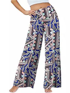 High Waist Printed Casual Wide Leg Pants Street Style Knitted Polyester Fiber Loose Fit Straight Leg Trousers for Women