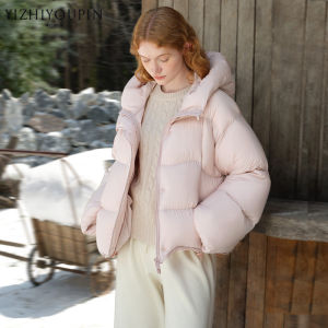 Hooded Padded Short Down Jacket 95 White Duck Down