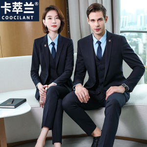 High-End Business Iron-Free Suit Classic Professional Set for Men And Women Slimming Western Shirt Formal Company Workwear