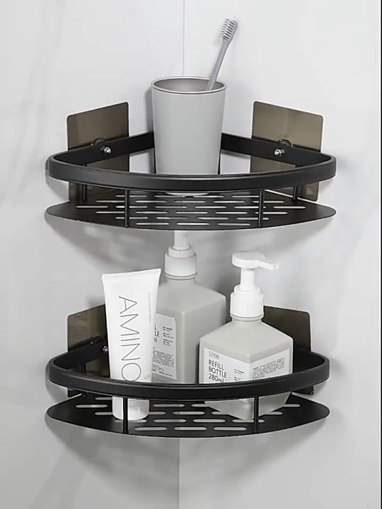 Bathroom Shelf Aluminum Storage Rack Self Adhesive Seamless Kitchen