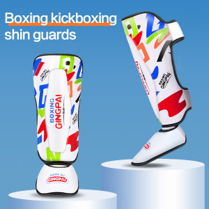 GINGPAI 3-11Y Kids Ankle Support Leg Leggings Boxing Shin Guards MMA Muay Thai Kickboxing Legs Protector Training Equipment