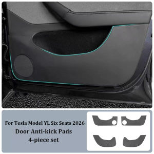 Leather Car Door Anti-Kick Pad For Tesla Model Y/YL Juniper 6-Seater 2026 Anti-Scratch Door Panel Protector Interior Accessories