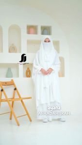 "Afhadahijrah - Gamis wanita set hijab cadar ayana putih baju dan jilbab instan syari free niqab