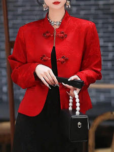 Áo Khoác Cardigan Cổ Đứng Màu Đỏ Xuân Mới Cho Nữ Dáng Rộng Áo Lót Mùa Xuân Hè 2024 Kiểu Dáng Mới Áo Khoác Ngoài