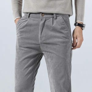 Spring Autumn Mens Corduroy Trousers New Mens Clothing Stretch Slim Fit Casual Pants Fashion Mens Business Work Pants