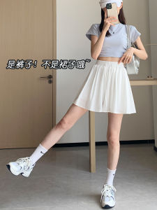 Quick Dry Chiffon Shorts Women Summer Thin Small Size Hot Pants Loose Slim High Waist Pleated Wide Leg Skirt Pants