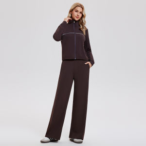 COSLEAF | Slim Fit Stand-Up Collar Womens Sports Set Long Sleeve