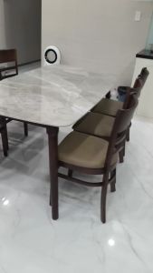 Bàn Ăn Mặt Đá Ceramic cao cấp - Bộ bàn ăn mặt đá 6 ghế cabin - TN Ngọc Mai - BH 12 tháng