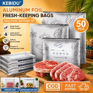 【COD】50PCS Aluminum Foil Fresh-keeping Bags Large Capacity Food Fresh-keeping Bag Leakproof Freezer Safe Kitchen Reusable Zip Lock Bag KEBIDU