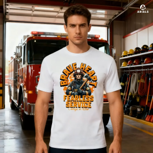 Arials Kaos Baju Firefighter Brave Heart Fearless Service