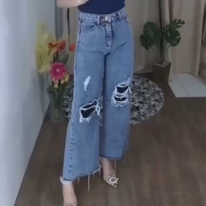 Sakura Glory - CELANA KULOT JEANS FURING BIBLY LABELA DENIM PREMIUM UKURAN EU 27-30 / BAWAHAN / WANITA / DEWASA / DISTRO / IMPORT / HIGHWAIST / COD / DISKON / GRATIS ONGKIR / MURAH