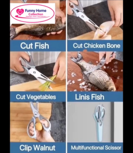 Kitchen Scissor Stainless Heavy Duty Food Scissor Serrated 5-in-1