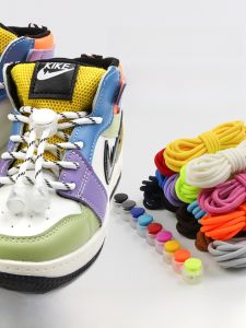Shoelace for Lazy People Tie-Free Tie-Free Shoe Buckle Handy Gadget round Rope Elastic Color Kids Adult Neutral Press Buckle