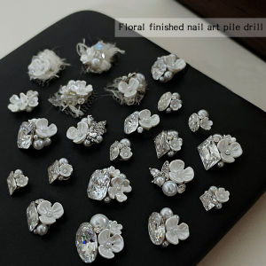 1Pc Elegant 3D Stacked Crystal Shiny Rhinestone Floral Cluster with Pearls DIY Nail Jewelry Fashion Art Decoration Accessorie