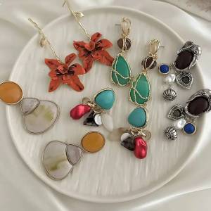 Lacteo 5 Style Boho Acrylic Resin Imitation Pearl Pendant Earring Women Exquisite Elegant Flower Drop Earrings Charm Ear Jewelry