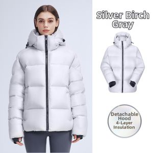 White Goose Down Anti-cold Puffy Jacket With Removable Hood