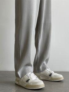 Cool Relax Fit Ice Silk Trousers With Wrinkle Design