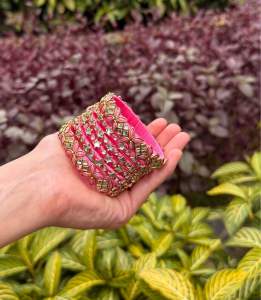 Premium baby Pink silk thread bangles / Deepawali gifts/ Pooja gifts/ return gifts/ return favours / Diwali gifts / Indian bangles with kundan