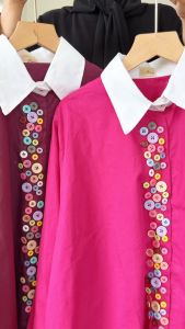 Kemeja Wanita Terbaru Bahan Katun Kancing Via