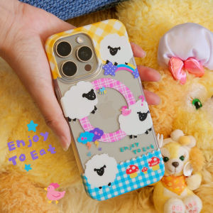 เคสโทรศัพท์มือถือแบบครอบเต็มลายสก็อตหมากรุกสีสันสดใสดูดซับแม่เหล็กแบบสองชั้นใสสำหรับ Apple iPhone 16 pro Max 15 pro 14