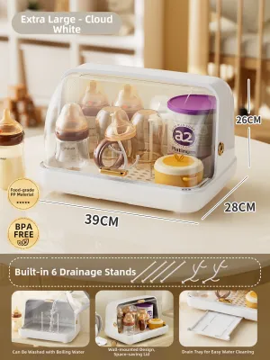 Baby Bottle Storage Rack with Drain Drying Dust-proof Organizer