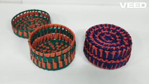 Handmade Palm Leaf Storage Box with Lid | Multicolor Round Panai Olai Petti for Jewelry Gift Packing & Home Storage (Size - 18x10 cm | Pack of 1 Pc)