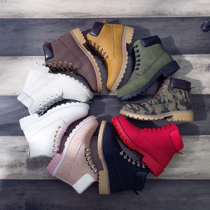 Large Size Martin Boots for Couples High Top Outdoor Mens Boots Fleece Lined Waterproof Rubber Outsole round Toe Boots
