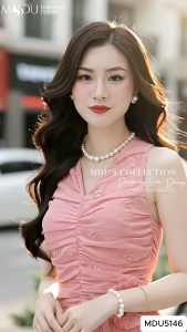 Váy Dạo Phố MDU5146 Chất Tơ Vân Hàn Phủ Hoa Thêu Nổi 3D Cùng Thân Trên Được Nhún Ly Khéo Léo Từ MDU