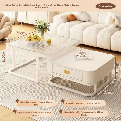 Sofa-style Simple Modern Square Rock Plate Coffee Table