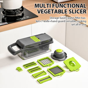 16 IN1 Mandoline Slicer Veggie Food Chopper Vegetable Cutter Tomato Carrot Grater Cheese French Onion Shredders Kitchen Tool