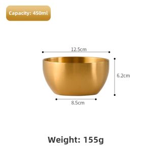 Korean Style Double Layered 304 Stainless Steel Rice Bowl Anti-Scalding Soup Bowl Children Eating Bowl Commercial Gold Pickled Vegetable Bowl
