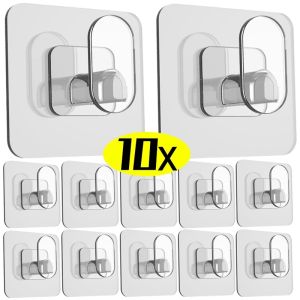 3/6/10ชิ้นตะขอกาวในตัวโปร่งใสติดผนังประตูตะขอยึดจุมากผ้าเช็ดตัวห้องน้ำชั้นเก็บมีดทำครัว