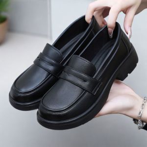 รองเท้าทำงานสำหรับผู้หญิง รองเท้าสวมแบบสวมสบาย รองเท้าหนังสีพื้น รองเท้าหนังสีพื้นแบบสวมสบาย รองเท้าทำงานแบบสวมสบาย