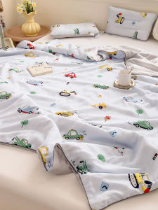 60 Stitches Summer Silk Childrens Light Weight Air Conditioning Quilt Machine Washable Cartoon Nap Blanket Polyester Filling
