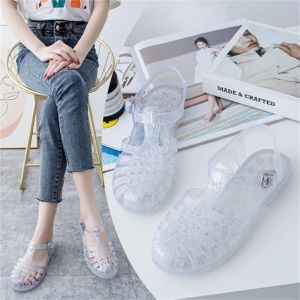 IELGY Fashionable Candy Color Crystal Roman Sandals Womens New Summer Baotou