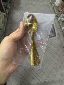 (1แพค6ชิ้น มีคลิปรีวิวสินค้า) ช้อน ช้อนกาแฟ ช้อนขนมหวาน ช้อนคาเฟ่ เคลือบทอง fofo sk981 (1836751266)