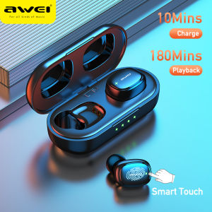 Awei T13 Pro TWS Stereo Bluetooth Earphone Smart Touch Low Latency  Noise Canceling Gaming Headphone IPX6 Waterproof Built in Microphone Earbud Headset with 300mAh Charge Box