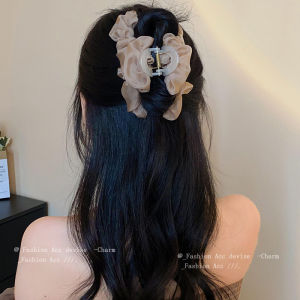 Geometric Fabric Hair Claw Folding Shark Clamp Fashionable Versatile Hair Accessories Ins High-End Feeling Small Audience Popular