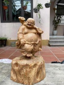 Di lặc đứng gỗ ngọc am cao 20cm