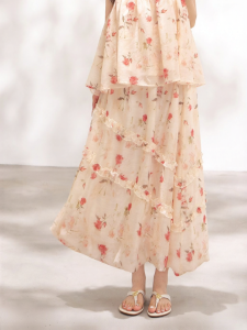 KEIKO | Romantic Rose Floral Light A-line Skirt