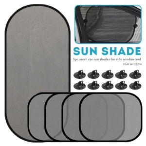 5PCS Car Window Sunshade Cover Sun UV Protection Auto Front Rear Black Window Mesh Curtain