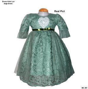 Gaun Pesta Anak Perempuan Lengan Teraumpet / Dress Kids 1-2 Tahun / Baju Ulang Tahun Anak Bahan Brukat / Dress Lup