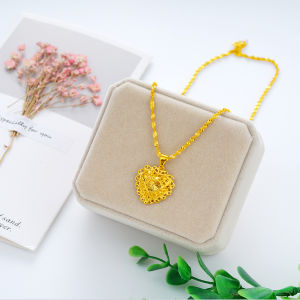 Golden World Sand Gold Necklace Womens Clavicle Chain Pendant Long-lasting Color Jewelry Hanfu Accessories Gold Plated